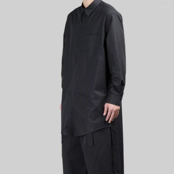 Chemises décontractées pour hommes printemps et été hommes personnalisé personnalisé grande taille mode asymétrique avant court dos Long Simple chemise ample