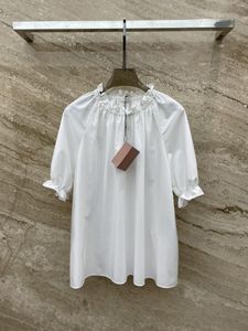 Casual shirts voor heren lente en zomer halslijn kleine stand kraag collectie geplooide decoratieve bubbelmouw een swing top