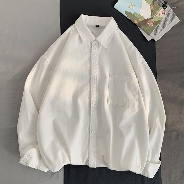 Chemises Casual Homme Printemps Automne Coton Blanc Homme Noir Manches Longues Homme Elégant Pour