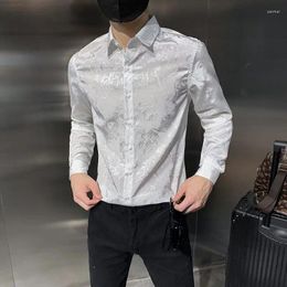 Casual overhemden voor heren Lente KPOP Modestijl Harajuku Slim Fit Ropa Hombre Losvallend overhemd met vierkante hals Jacquardgeweven knop Blusa