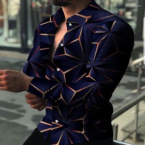 Chemises décontractées pour hommes printemps hommes imprimé 2022 losange stéréoscopique Streetwear vêtements pour hommes Cardigan haut de gamme à manches longues chemise habillée