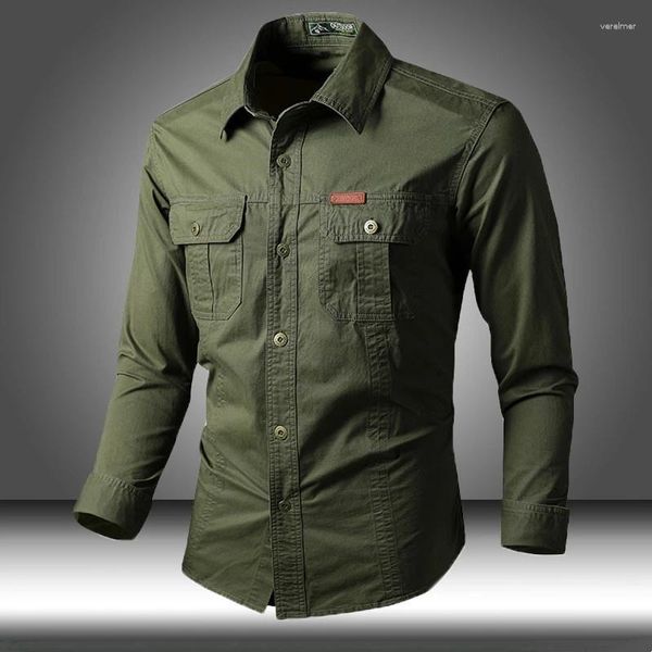 Camisas casuales para hombres Camisa táctica militar de primavera Ejército de combate de algodón Hombre Otoño Camisa de manga larga Cargo Talla grande 5XL 6XL