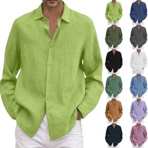 Chemises décontractées pour hommes Chemise de printemps pour hommes Blouses à manches longues Solide Bouton-Up Camisas Col rabattu Vêtements masculins Streetwear