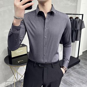 Chemises décontractées pour hommes printemps solide chemise à manches longues Boutique affaires haute qualité Slim Fit 8 couleurs 2023