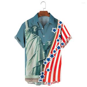 Chemises décontractées pour hommes Printemps / Été 2022 Drapeau américain imprimé mode hawaïenne