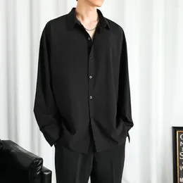 Casual shirts voor heren Spring zomer met lange mouwen shirt losse Harajuku voor mannen Solid Color Black Blouses Turn Down Collar
