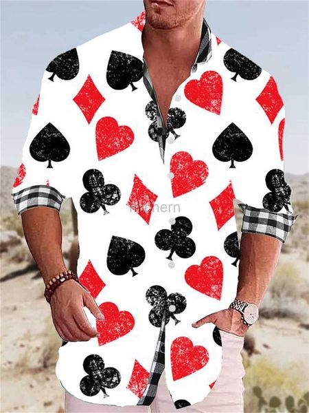 Camisas casuales para hombres Spring/Summer Poker Graffiti Camisa Tendencia de moda Tendencia de moda de alta calidad Bab que