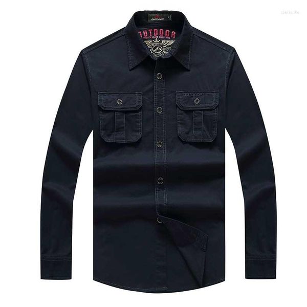 Hommes chemises décontractées printemps été chemise hommes mode coréenne à manches longues coton militaire Cargo Style classique mâle vêtements grande taille 4XL