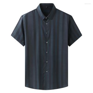 Casual shirts voor heren lente zomer gestreepte mannen mannelijke shor mouw shirt hoogwaardige man kleding plus szie 8xl 9xl 10xl 11xl 12xlmen's dway22