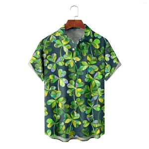 Casual overhemden voor heren St. Patrick Day overhemd groene blouses klaver grafische tops bloemen heren dames kraagvorm vintage camisas