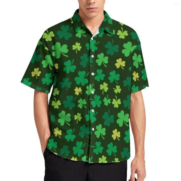 Camisas casuales para hombres Camisa de playa del día de San Patricio Paddys Green Shamrock Clover Blusas con estilo de verano Top gráfico de manga corta