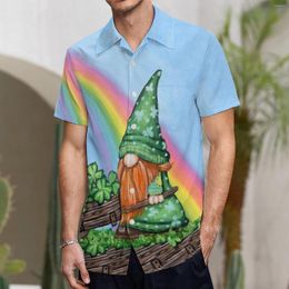 Chemises décontractées pour hommes St. Patricks Day Mode Hommes 3D Digital Imprimé Shamrock Chemise Revers Simple Boutonnage À Manches Courtes Tops Irlandais