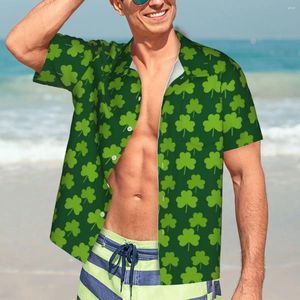 Camisas casuales para hombres St Patricks Day Shirt Lucky Shamrock Retro Hawaiian Men Manga corta Vacaciones Harajuku Diseño Blusas de gran tamaño