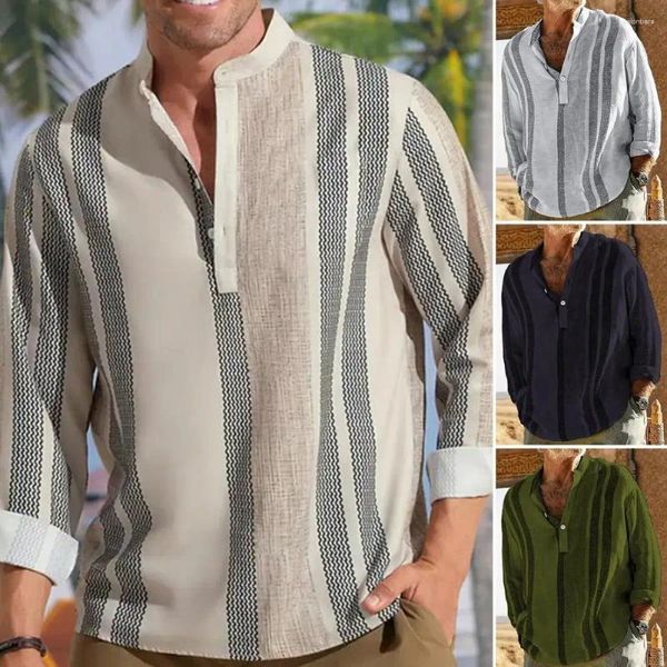 Camisas casuales para hombres Botones de camisa para hombres Botones de la mitad de la capa de manga larga