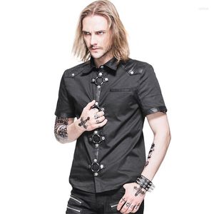 Camisas casuales para hombres Steampunk Camisa de manga corta de verano para hombres Slim Fit Tops Blusas Diseños para hombres Turn-down Collar SHT008