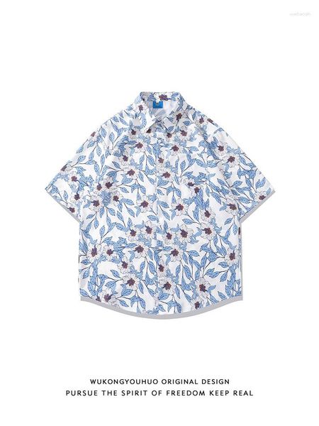 Chemises décontractées pour hommes Style hawaïen de rue chemise à manches courtes entièrement imprimée marque de mode Couple ample fleur assortie