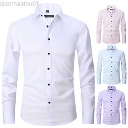 Camisas casuais masculinas Stretch Non-ferro Anti-rugas Camisa de negócios Roupas masculinas Auto-cultivo Camisetas casuais Primavera e verão T-shirt Roupas L230721