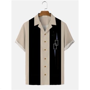 Casual shirts voor heren strepen eenvoudige casual shirts mannen Europeaan maat heren Hawaiiaans shirt heren shirts mode korte mouw claim ademende top 230303