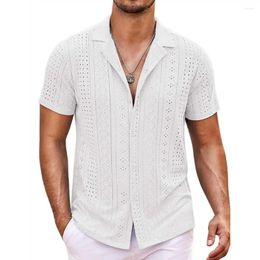 Casual overhemden voor heren Stijl Button-down overhemd Heren Losvallend Strand Stijlvol Uitgehold Zomer Met omgeslagen kraag Kort voor A