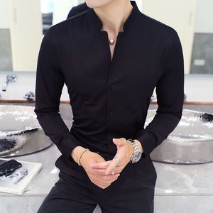 Chemises décontractées pour hommes Style mâle tenue décontractée printemps chemises à manches longues pour hommes de haute qualité col montant chemises d'affaires grande taille S-5XL 230215