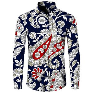 Casual overhemden voor heren Stijlvol herenoverhemd Paisley Cashewbloem 3D-print Omgeslagen kraag Knoop Lange mouwen Tops Vintage heren Dames Street chic kleding 230220