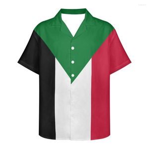 Chemises décontractées pour hommes Soudan Drapeau Design Modèle Été Vintage Mode Manches courtes Hawaii pour hommes Camisa Masculina Fête de vacances