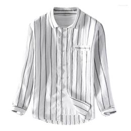 Camisas casuales para hombres Suehaiwe's Brand Men de manga larga Camisa blanca a rayas de moda para c￳modo Chemise Camisa