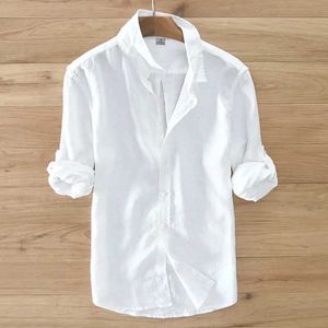 Chemises décontractées homme Suehaiwes marque chemise blanche hommes confortables chemises en lin pur pour hommes longs vêtements décontractés Camisa Masculina ChemiseC24315