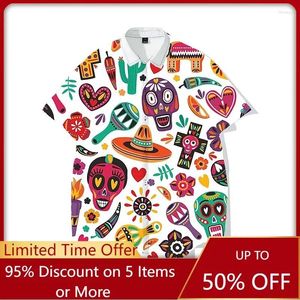 Voor heren Casual overhemden Suikerschedel Mexicaans Blouse / Overhemd Opdruk Grafisch Voor Dames Unisex Volwassenen 3D Polyester Dagelijks