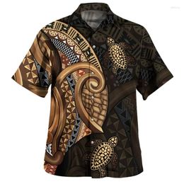 Chemises décontractées pour hommes Summer 3D imprimé bula fiji drapeau emblème hawaii manteau de bras graphiques à manches courtes