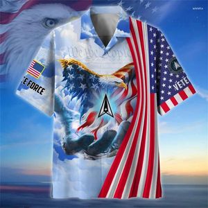 Chemises décontractées pour hommes Summer 3d United States Soldiers Armys Veterans Printing for Men Fashion Cool Short Y2K Hawaiian Clothing Tops