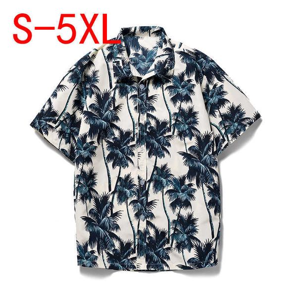 Chemises décontractées pour hommes Summer Aloha Hawaiian Shirt Men Vêtements Coconut Tree imprimé blanc Shirts à manches courtes pour hommes