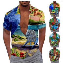 Chemises décontractées pour hommes Blouses d'été Vêtements Perroquet Imprimer 3d Numérique Lâche À Manches Courtes Tops Camisa Vêtements Pour Hommes