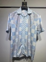 Chemises décontractées pour hommes Summer Bouton Down Bowling Shirts Men Men Fashion Print Dress Shirt Casual Silk Shir # Q8