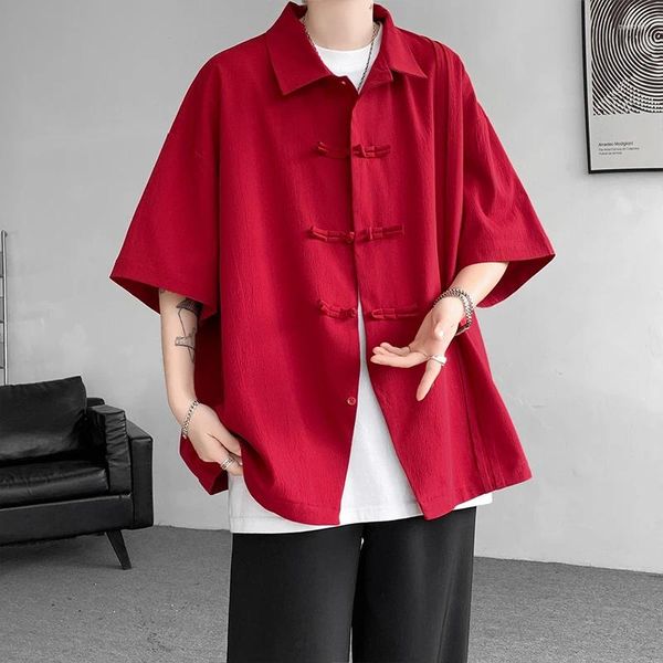 Chemises décontractées pour hommes Summer chinois chemise traditionnelle plus taille de taille de haute qualité Vêtements hommes couleurs courtes à manches courtes vintage m-xxxxxl