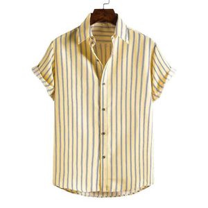 Chemises décontractées pour hommes Été Stripes classiques chemises hawaïennes hommes Hot Vente 3D Print Tropical Plantes courtes Shirts décontractés Bouton Aloha 240424