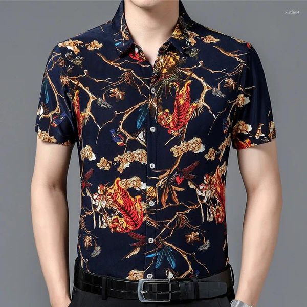 Chemises décontractées pour hommes Vêtements d'été 2024 Marque de concepteur de luxe Tiger Tiger Short Shirt Business Malus Oversize Articles