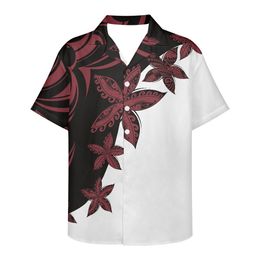 Casual shirts voor heren zomer kleding korte mouw Polynesische tribale tattoo print Hawaiiaanse bloem los ademende ontwerp 230221