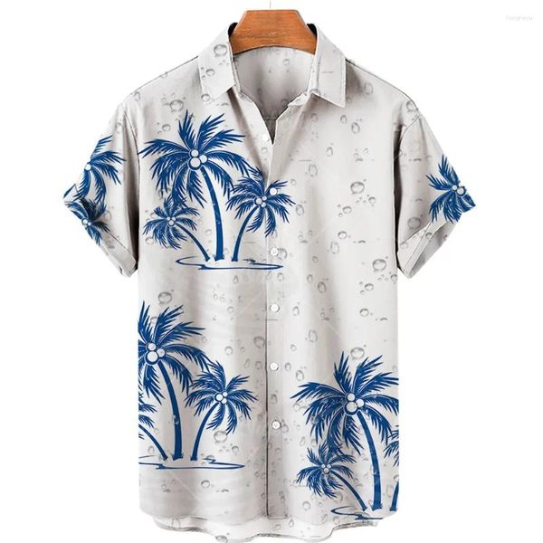 Camisas casuales para hombres Coconut Tree de coco Hawaiian Camisa de impresión Vawa