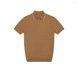 Casual shirts voor heren zomercollectie v-hals heren poloshirt merino wol 160s hoog super comfortabel licht gewicht 18g korte mouw gebreide mouw
