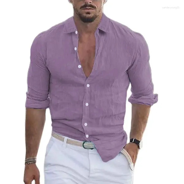 Chemises décontractées pour hommes Coton d'été et chemise de plage à revence en lin