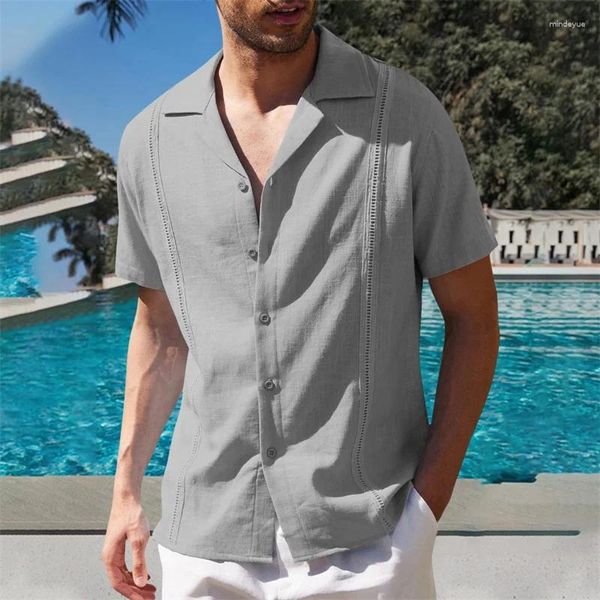 Camisas casuales para hombres Ropa de algodón de verano para hombres Camisa de negocios de oficina Blusas formales elegantes Blusas sociales de manga corta masculina