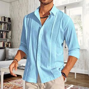 Chemises décontractées pour hommes chemises en lin en coton d'été bouton surdimensionné surdimension