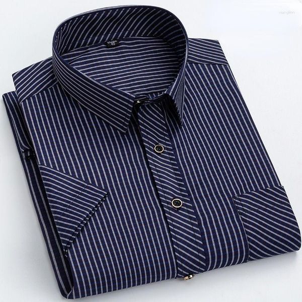 Camisas casuales para hombres Camisa de manga corta de algodón de algodón de verano para hombres de talla planta S-8XL Vestido de negocios de oficina formal