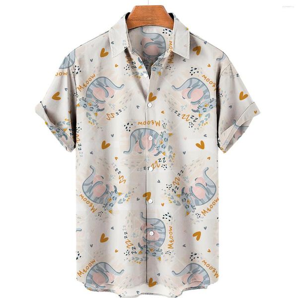 Camisas informales para hombre, camisa con estampado 3d de pato de verano, moda hawaiana, manga corta, playa, un solo pecho