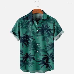 Chemises décontractées pour hommes Mode d'été Chemise hawaïenne 3D Imprimer Bouton de synchronisation pratique Une dentelle courte Plus Taille Polo Col