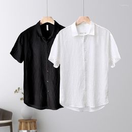 Hommes chemises décontractées été mode hommes à manches courtes Viscose coton chemise t-shirt froissé concepteur Vintage Simple Camisa Masculina