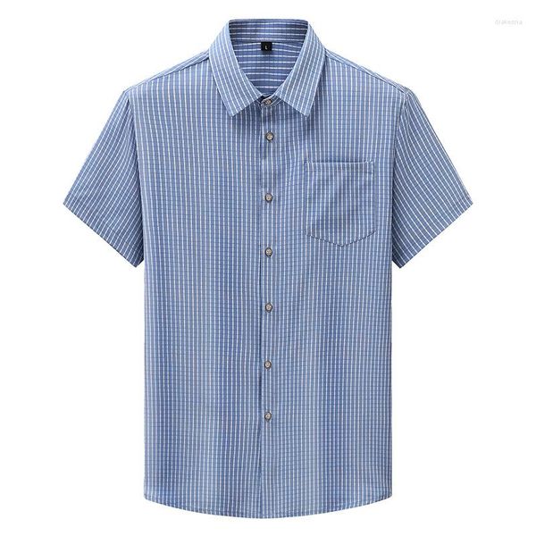 Chemises décontractées pour hommes été mode col carré glace soie damier imprimé chemise à manches courtes grande taille L XL 2XL 3XL 4XL 5XL 6XL 7XL