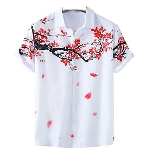 Chemises décontractées pour hommes été Floral Style chinois à manches courtes hawaïen pour hommes grande taille séchage rapide hauts t-shirt homme Camisa 230421