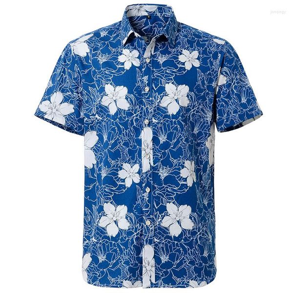 Camisas casuales para hombres Camisa hawaiana floral de verano para hombres Manga corta Ajuste regular Ropa de playa Venta directa de fábrica
